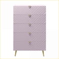 thumbnail image 4 of Chests & Wardrobes: Modern High Gloss Pink 5-Drawer Chest | Pink | Metal,Synthetic Wood, 4 of 11