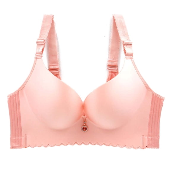 Seamless Bras for Women Plus Size Wireless Supportive Smooth Plunge Bra Push Up Adjustable Straps Bralettes Pink 42D