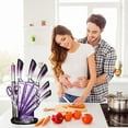 thumbnail image 2 of Dot Pet Purple Gradient Handle Stainless Steel Kitchen Knife Set, 9-Piece, 2 of 7