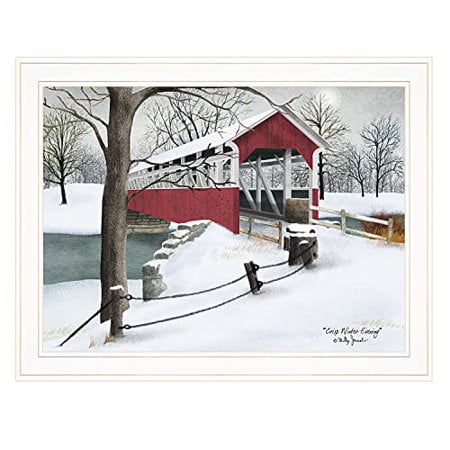 TrendyDecor4U "Crisp Winter Evening by Billy Jacobs, Ready to Hang Framed Print, White Frame