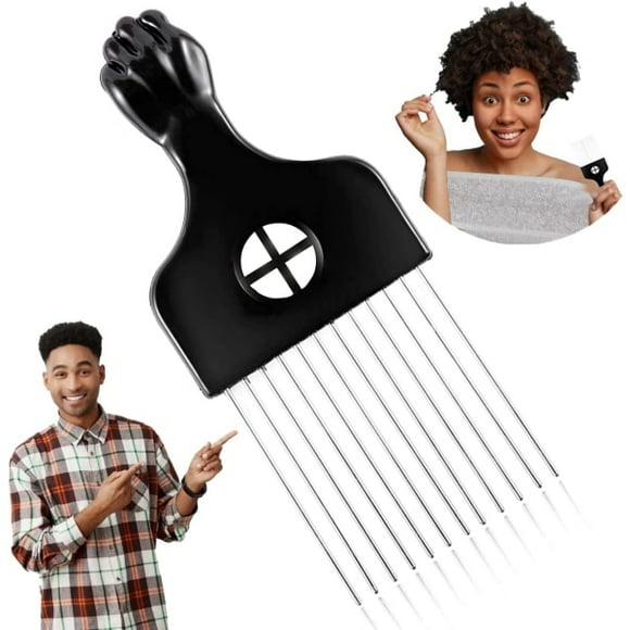 Metal Afro Comb – Smooth & Sturdy Metal Hair Pick for Detangling and Styling – Afro Pick for Curly Hair – For Home & Salon (Metal Afro Comb)