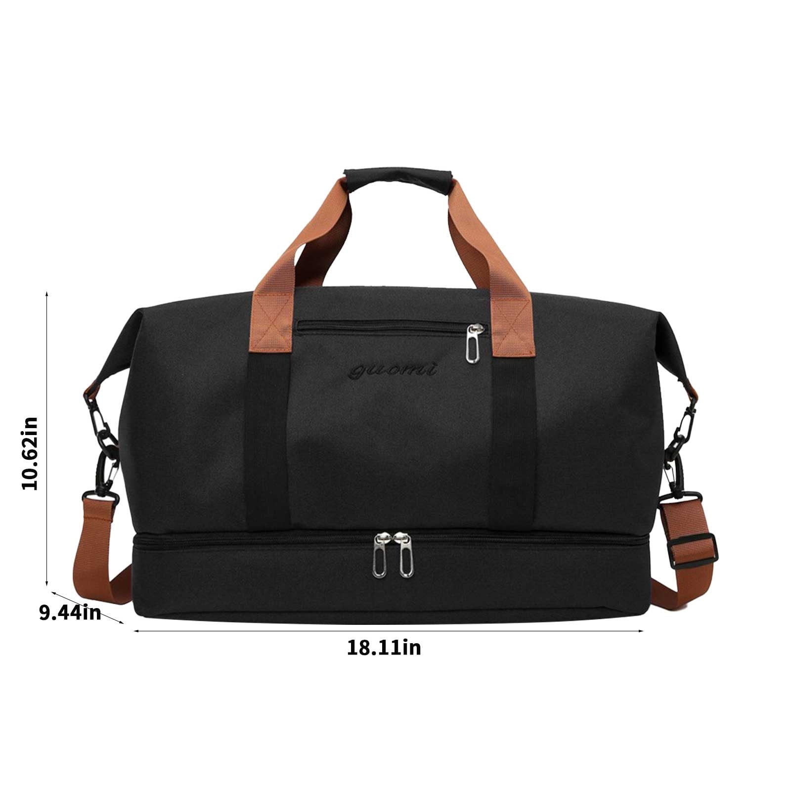 LACKUST Travel Duffel Bag, Shoe Compartment, Sports Gym, Folding Organizer, Sport,Black