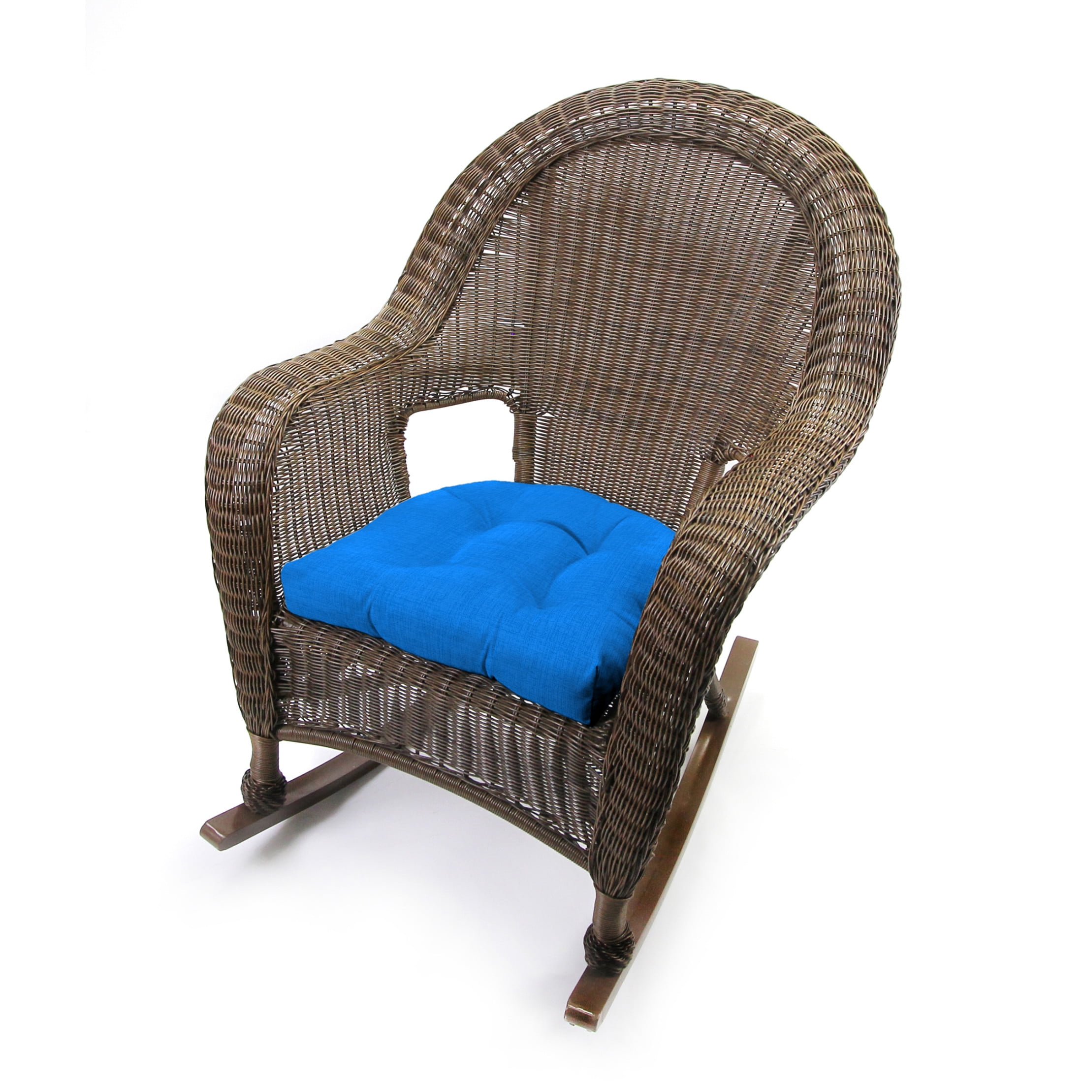 Jordan Manufacturing 18" x 18" Celosia Princess Blue Crosshatch Square Tufted Contoured Outdoor Wicker Seat Cushion (2 Pack)