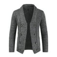 thumbnail image 2 of WREESH Homme Décontracté Uni Cardigan en Tricot à Manches Longues Col Rabattu Veste Chandail Ajustée, 2 of 9