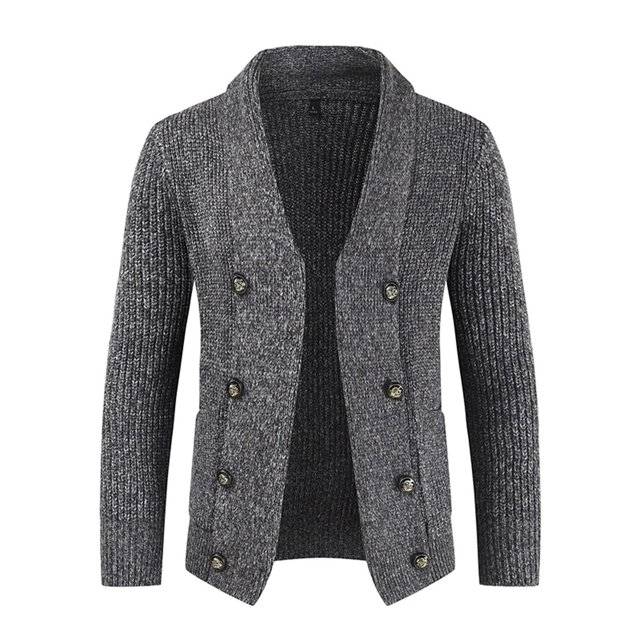 Cárdigan de punto de manga larga liso informal para hombre Pompotops oipoqjl19917