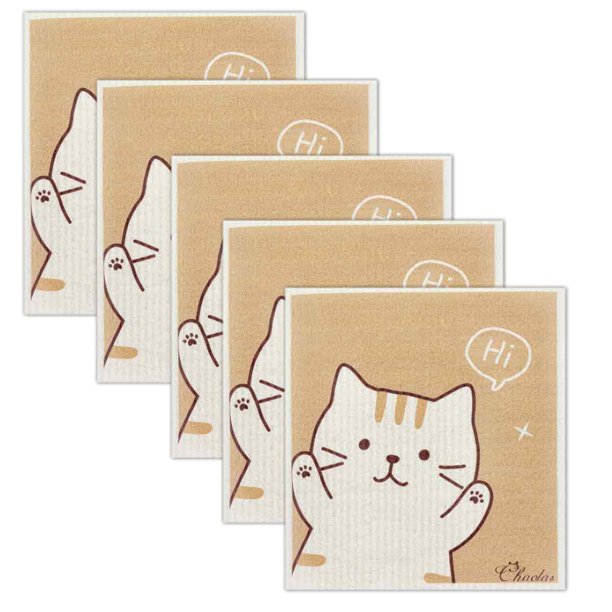 Paquete de 5 toallas de papel reutilizables, toallas de cocina suecas que no rayan, paños de esponja de celulosa súper absorbentes, biodegradables, aptas para lavavajillas, sin olor