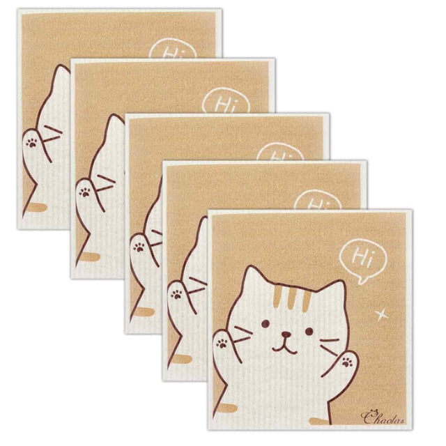 Paquete de 5 toallas de papel reutilizables, toallas de cocina suecas que no rayan, paños de esponja de celulosa súper absorbentes, biodegradables, aptas para lavavajillas, sin olor