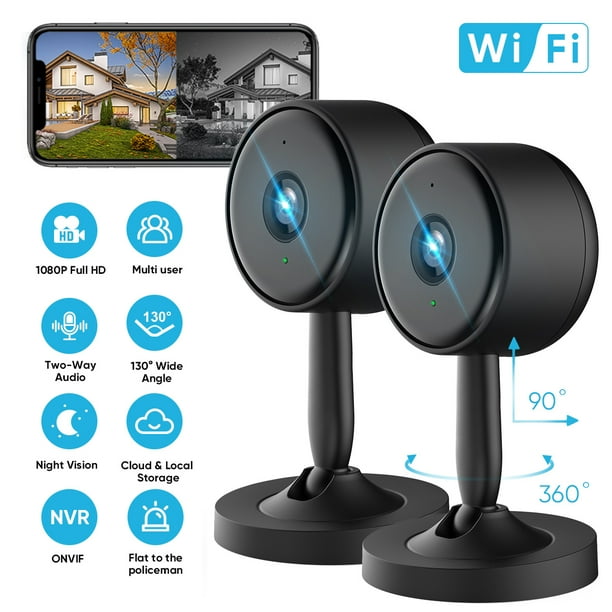 Littlelf Indoor Security Camera, 2 Pack Smart WiFi Camera with Night