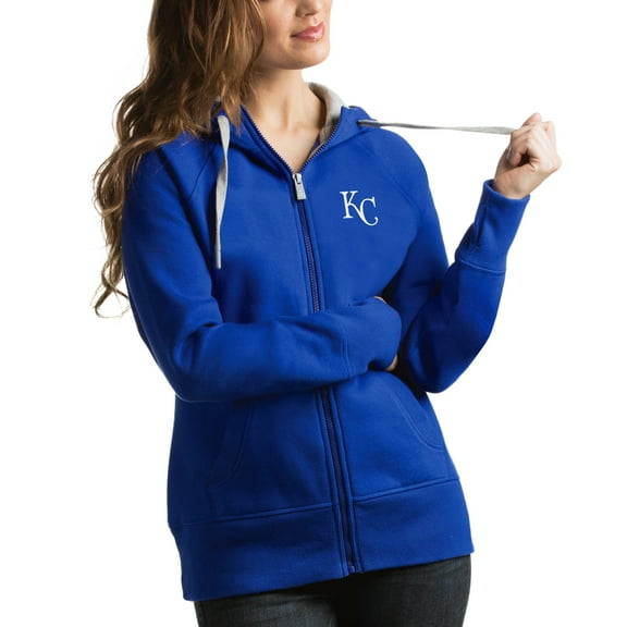 Women's Antigua Royal Kansas City Royals Victory Full-Zip Hoodie