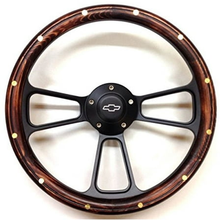 Wood Steering Wheel - Full Black Billet Kit 1974 - 1994 Chevy C/K Series