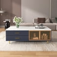 thumbnail image 2 of M optimized Modern Coffee Table with 2 Glass Doors & 4 Drawers, Rectangular Coffee Table with Metal Legs And Multi-Color Lighting, Center Tables for Living Room Bedroom Office, 2 of 9