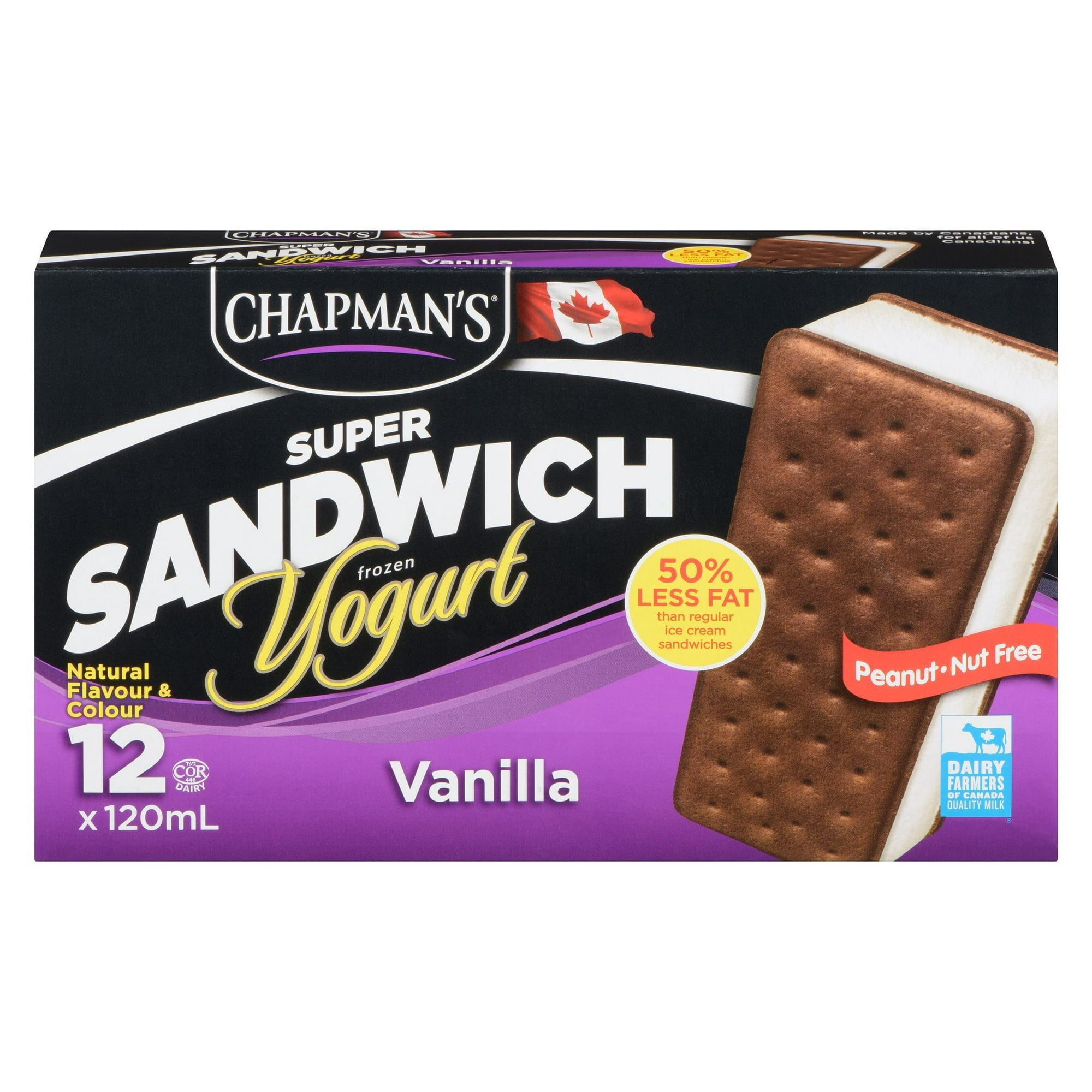 Chapman's Super Sandwich Vanilla Frozen Yogurt in a Box, 12 x 120mL