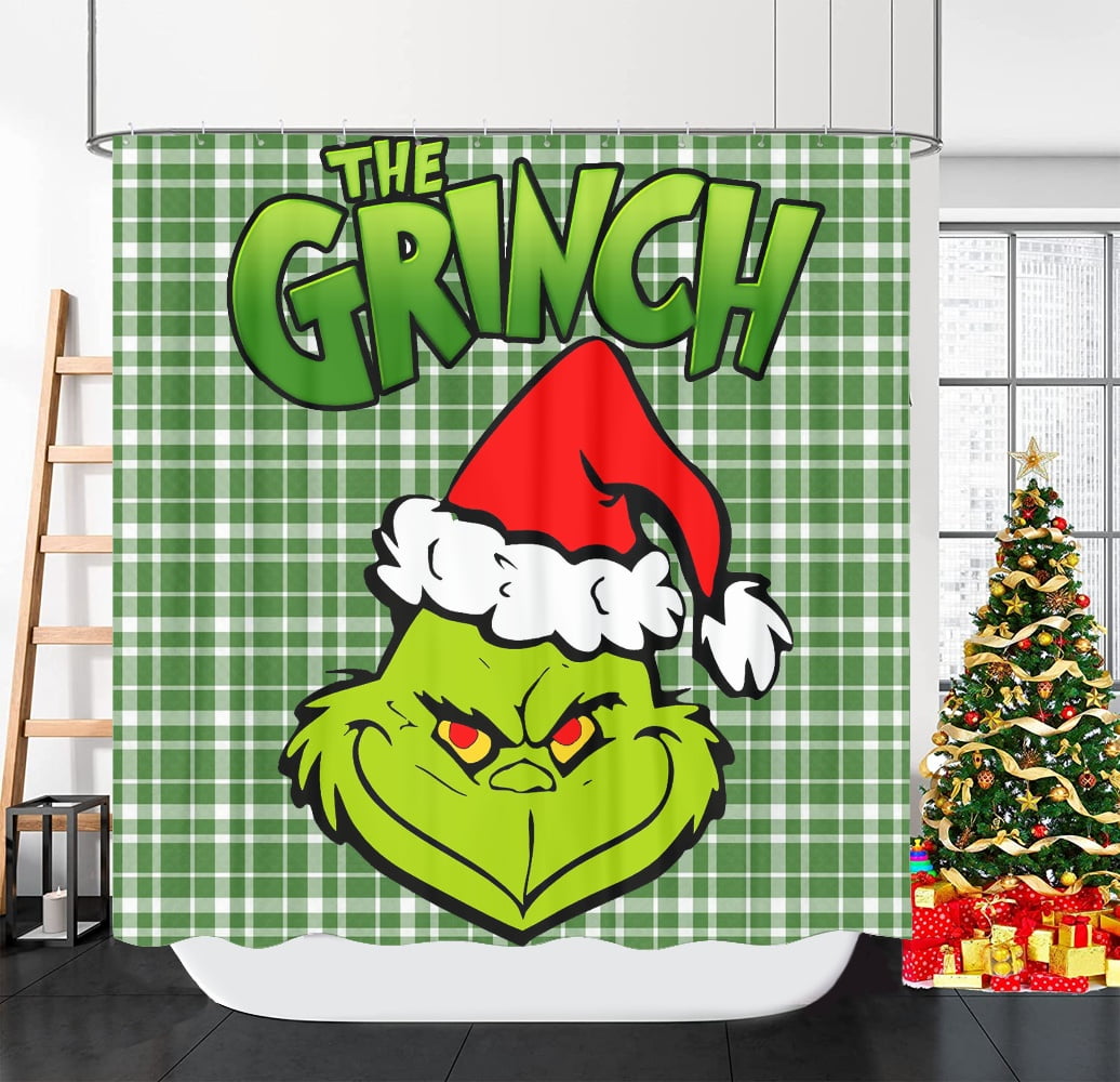 Christmas Grinch Shower Curtain, Durable Curtains for Bathroom