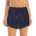 thumbnail image 2 of Picia Navy Dark Blue Pattern Women's 2 in 1 Athletic Running Shorts High Waisted Workout Casual Gym Sweat Shorts with Comfy Liner Zipper Pockets-Small, 2 of 9