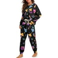 thumbnail image 2 of FOR U DESIGNS Hippie Mushroom Womens Pajama Bottoms with Pockets and Drawstring 2 Pack Size M Sleepwear Long Sleeve Crew Neck Tops and Pants for Women Pjs Winter, 2 of 6