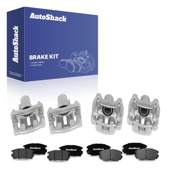 AutoShack Front & Rear Brake Calipers   Ceramic Brake Pads Replacement for 2010-2017 Chevrolet Equinox 2010-2017 GMC Terrain 12-PC Kit