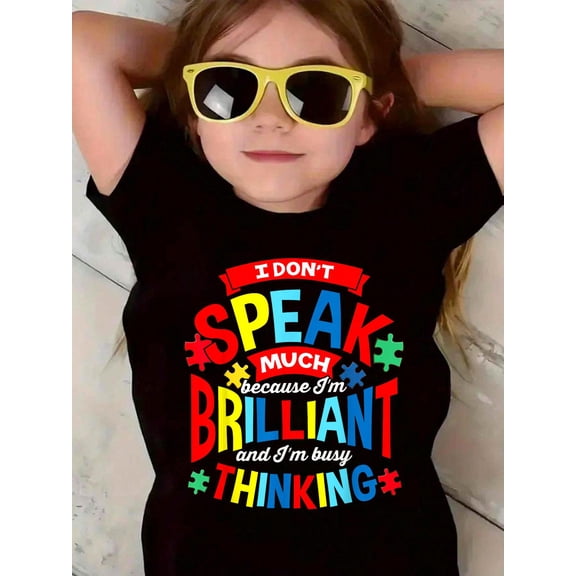 Autism Shirt For Boys Girls Kids Autistic I Don't Speak MuchCotton Soft Graphic Tee Breathable Playwear T-Shirt