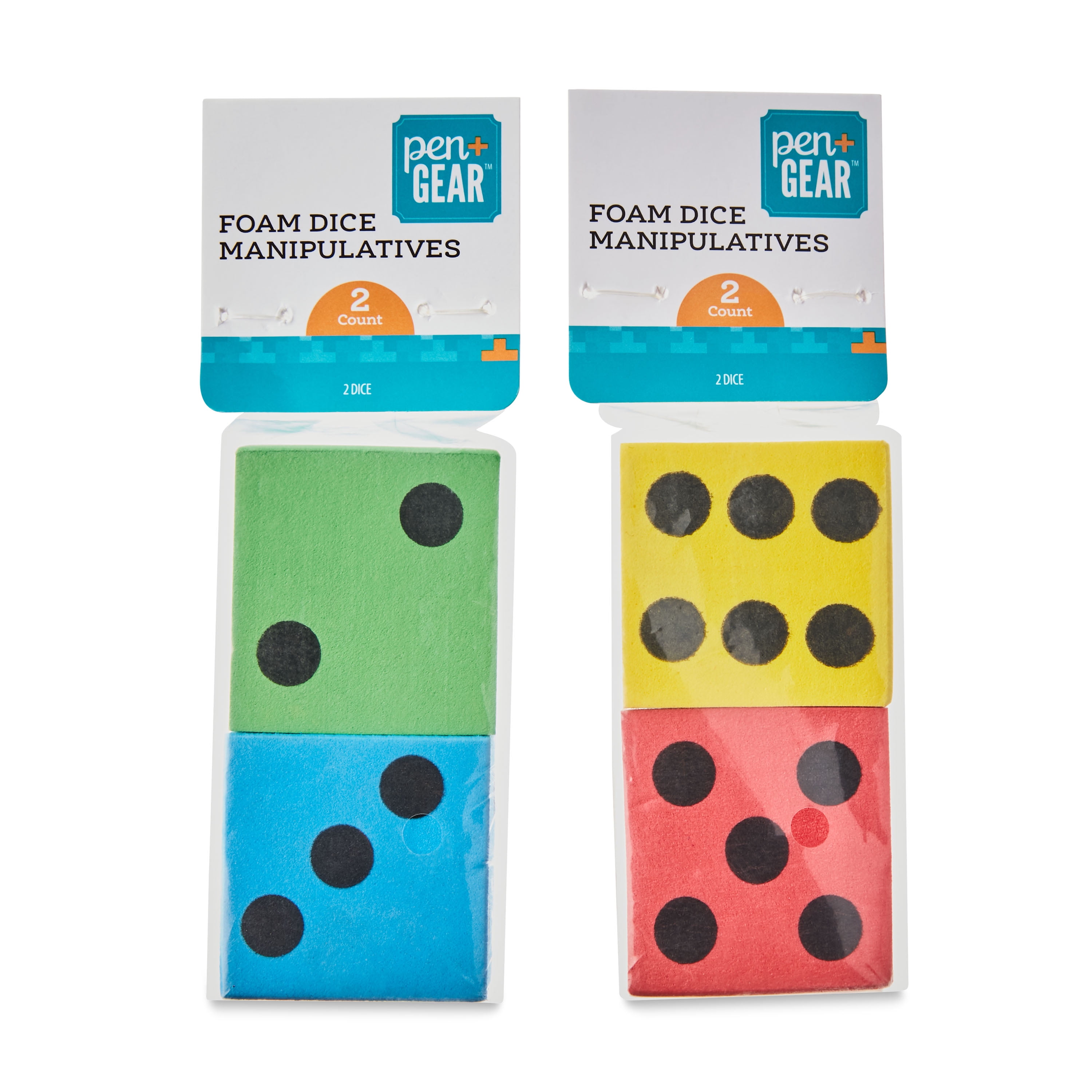 Pen + Gear Assorted Colored Foam Dice, 2 Count: