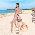thumbnail image 6 of FORMRS Womens Long Sarong Beach Wrap Semi-Sheer Bikini Skirt Bathing Swimsuit Cover Up, Christmas Santa, 6 of 7