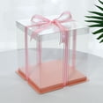 thumbnail image 6 of 2 Pack Tall Cake Boxes, Dingrich 10.24 x 10.24 x 9.84 inch Bakery Boxes for Tier Cakes, Disposable Cake Carrier Box with Ribbon, Clear Cake Box for Wedding Birthday Party (Pink), 6 of 7