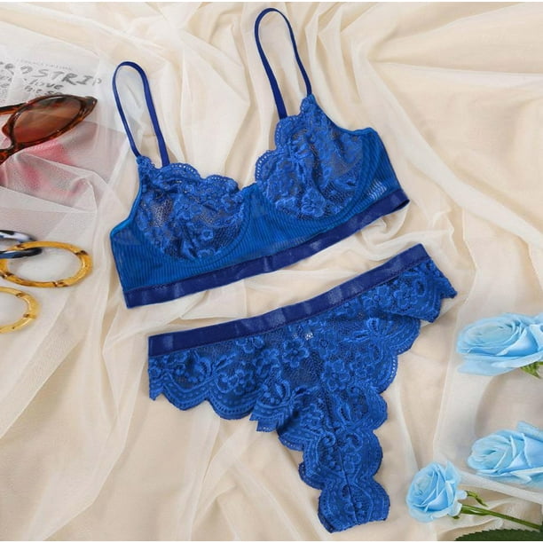 Lingerie Sexy Set for Women on Clearance Lace New Fashion Women Sexy Lace  Wireless Bra With Thong Sleepwear Lingerie Set S-3XL 