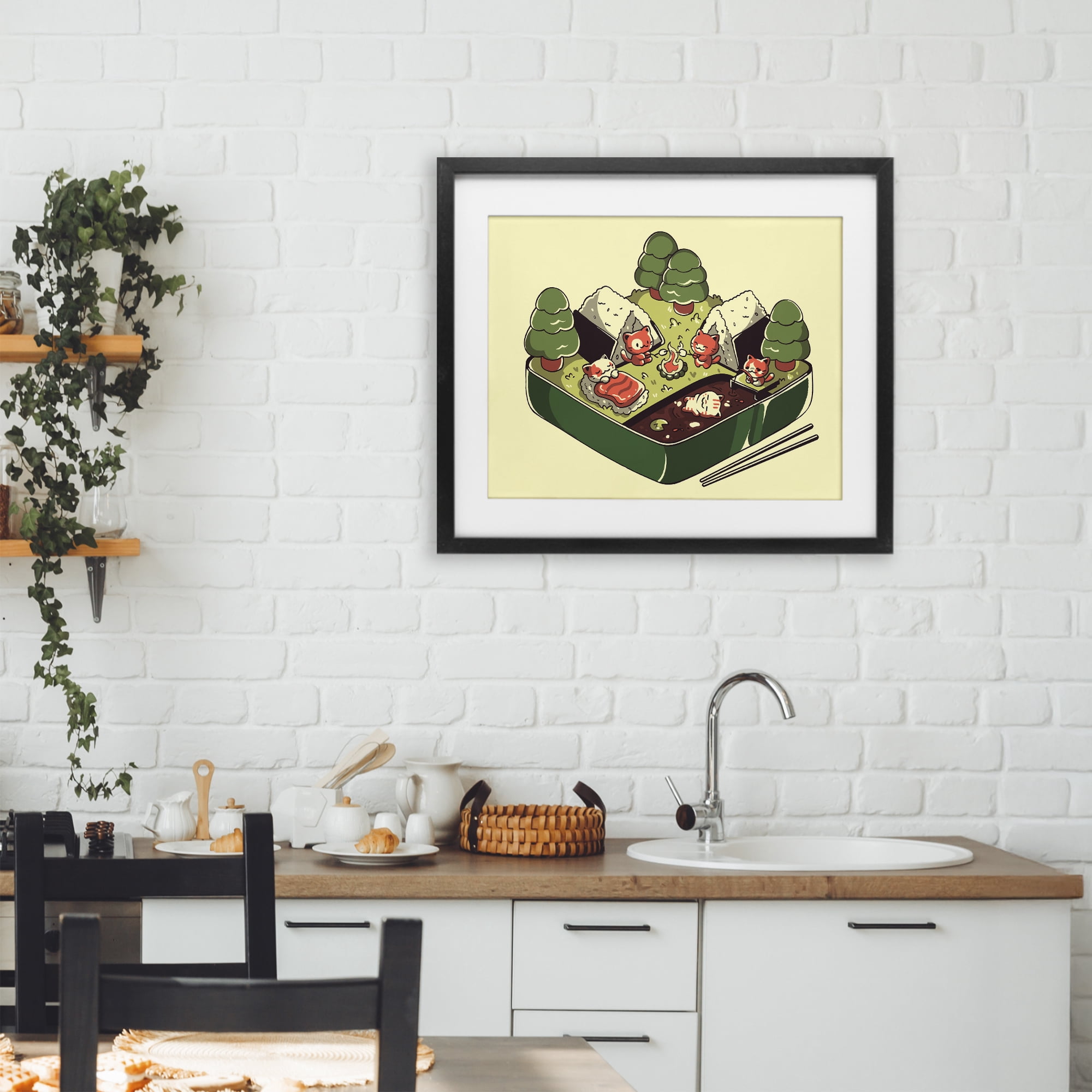 Stupell Industries Kawaii Sushi Camp Bento Black Framed Print Under Glass, design by Tobe Fonseca
