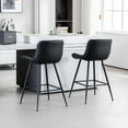 thumbnail image 4 of Sidanli Bar Stools Set of 2, Counter Height Chairs with Backrest, Faux Leather, Metal Legs, 24 Inch Bar stools for Kitchen Counter, Cafe, Black, 4 of 17
