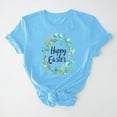 thumbnail image 1 of UPPADA Easter Femmes Oeufs Imprimé T-Shirts Heureux Easter Graphique Bunny Lapin Mignon T-Shirts Manches Courtes Décontracté Col Rond T-Shirts Été Basique Coupe Régulière Chemises Bleu,G, 1 of 5