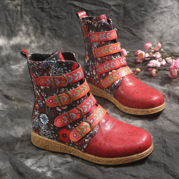Bottes rouges cheap cuir