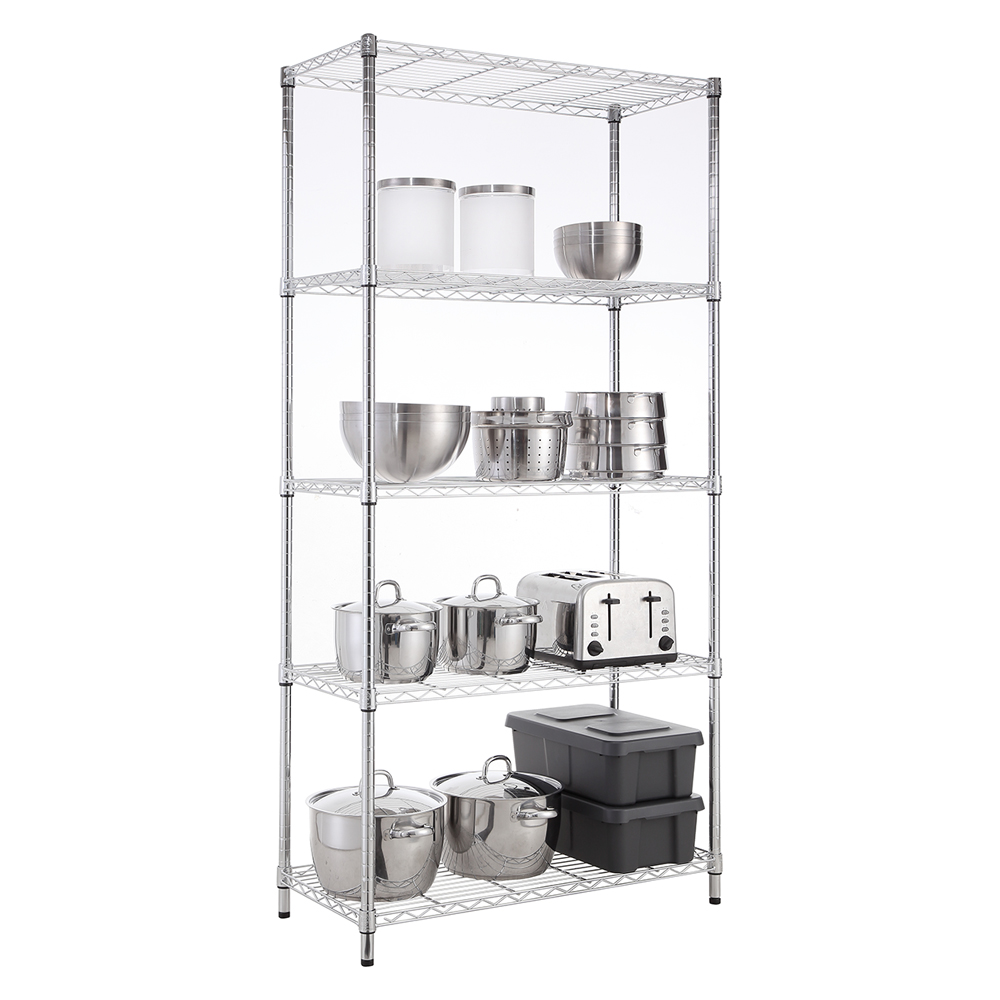 5 tier chrome utility wire shelving unit 18x36x72in