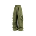 thumbnail image 3 of Owordtank Women's Baggy Cargo Pants with Pockets - High Waist Wide Leg Casual Parachute Pants, Elastic Drawstring Waist for Jogging, Travel & Street Style, 3 of 6