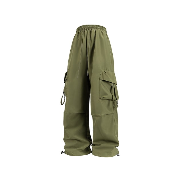 Amzcrzy Pantalones Cargo Para Mujer: Amplios, Cintura Elástica Con Cordón, Pierna Ancha Y2k, Estilo Paracaídas/Harem, Múltiples Bolsillos, Aptos Para Senderismo, Moda Hip Hop, Tallas M-2XL Verde