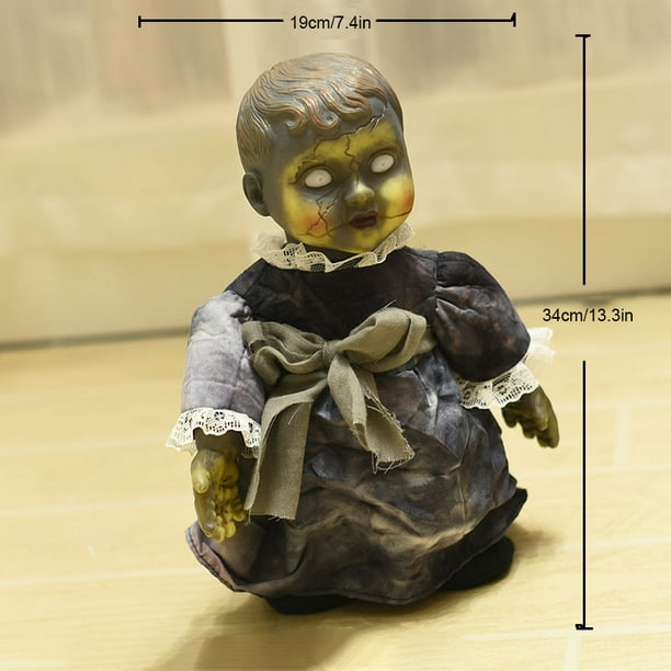 CAROOTU Poupée effrayante d'Halloween avec des yeux brillants et une poupée  de marche pour l'horreur 