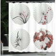 thumbnail image 4 of Ambesonne Japanese Shower Curtain, Floral Art on Umbrella, 69"Wx75"L, White and Red, 4 of 5