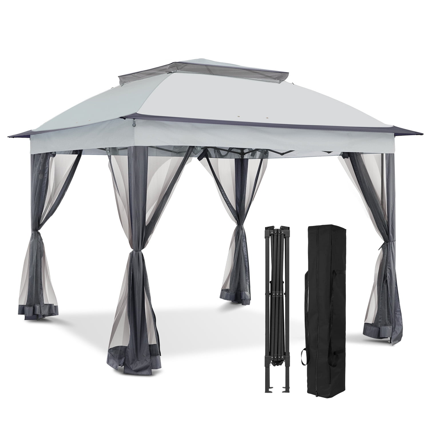 EAGLE PEAK Gazebo 11'x 11' Straight Leg Pop-Up Canopy(Gray)