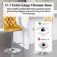 thumbnail image 6 of Bar Stools Set of 2, PAPROOS Swivel 25-33''Adjustable Height Bar Stools with Back, Gold Velvet Upholstered Counter & Bar Height Bar Stools with Button Tufted & Nail Trim for Kitchen Island, 6 of 12