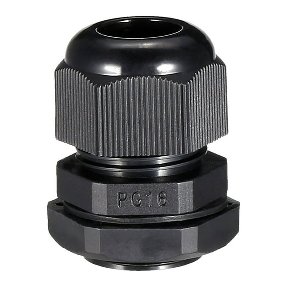 PG16 Cable Glands Waterproof Plastic Joint Adjustable Locknut Black for 10mm-13mm Dia Cable Wire