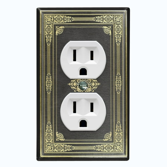 Metal Light Switch Plate Cover Elegant Victorian Black Yellow Frame FRA053