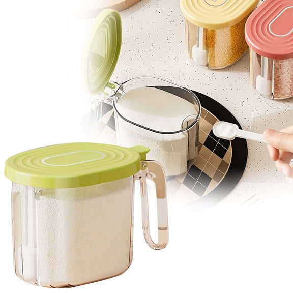 YaoZQ Green Airtight Spice Jar with Lid Plastic Seasoning Container Sugar Salt Box Kitchen Pantry Storage Organizer 5.1 inch