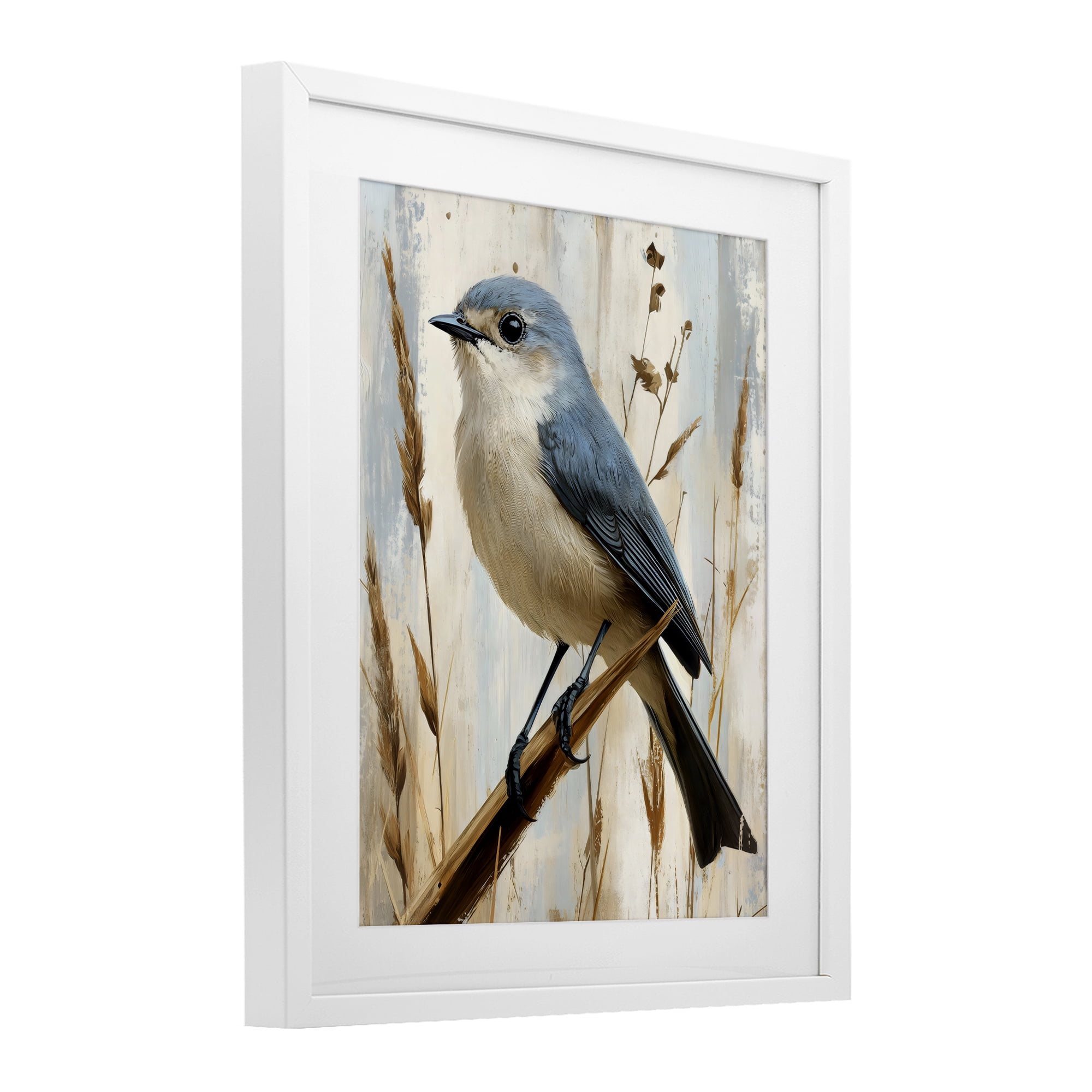 Stupell Industries Bluebird on Tall Glass Perch White Framed Print Under Glass, design by Creative Studio