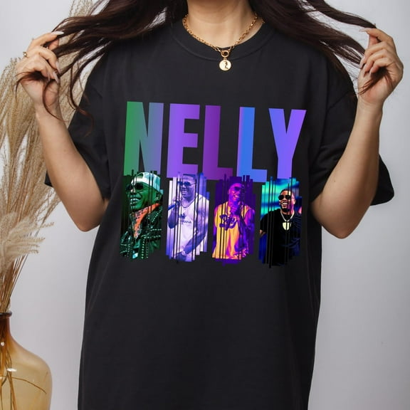 Nelly Performance Tee – Colorful Logo and Four Stage Prints, Unisex Oversized Rap Fanwear, Sadcore Hip-Hop Aesthetic