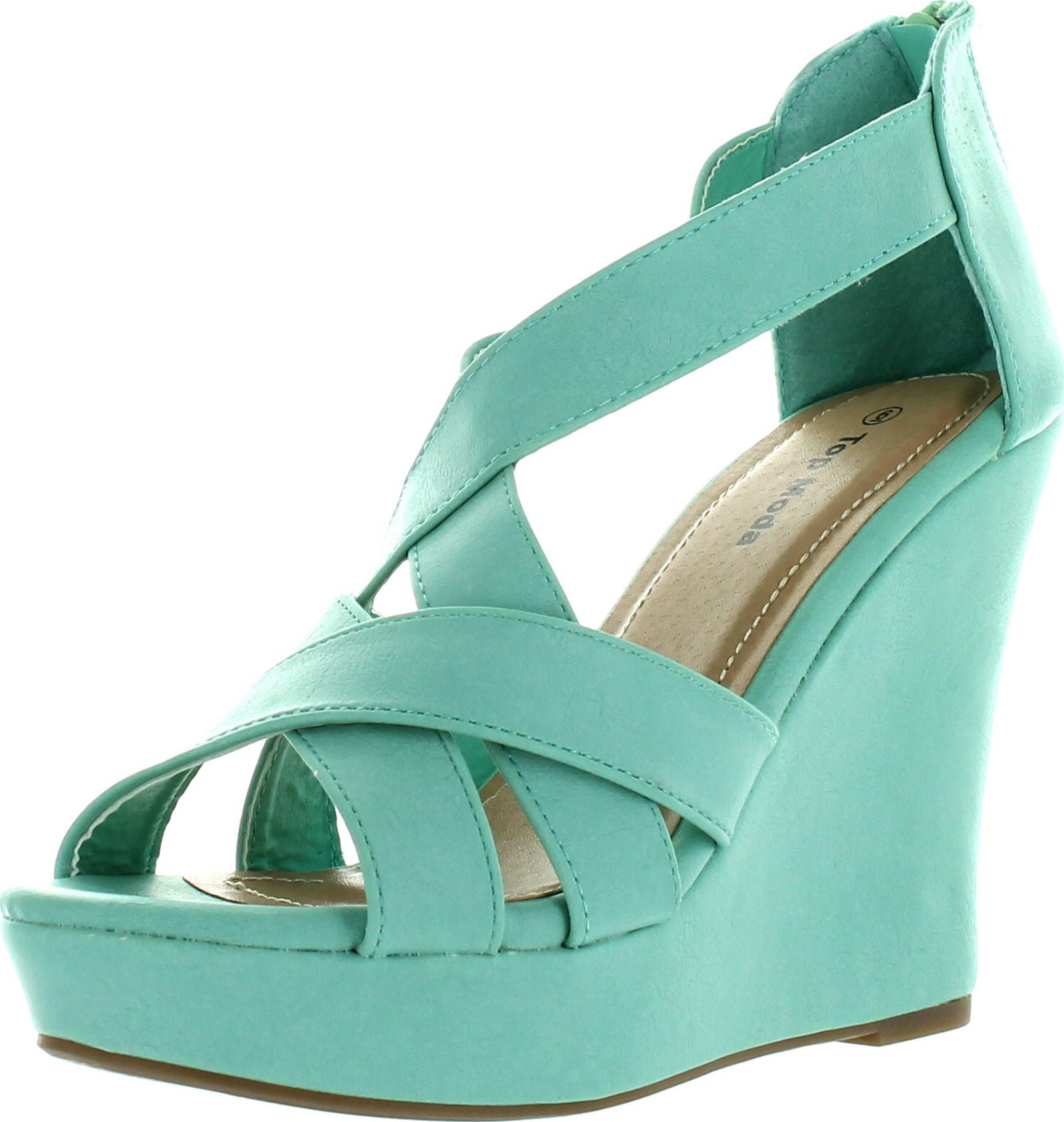 teal wedge shoes