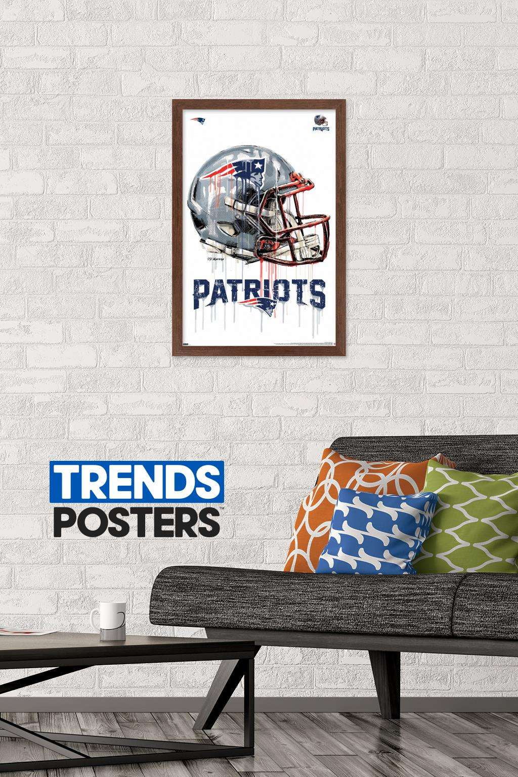 NFL New England Patriots - Drip Helmet 20 Wall Poster, 14.725" x 22.375", Framed