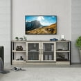 thumbnail image 2 of Centro de entretenimiento industrial para TV 65/75'' - Puertas de malla y gabinete de almacenamiento - Consola resistente para sala de estar - Acabado farmhouse - 1.6m gris rústico, 2 of 8