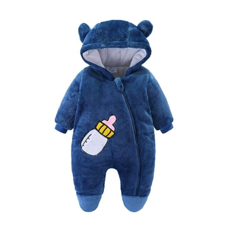 

Toddler Baby Girls Boys Zipper Fuzzy Hooded Cartoon Romper Jumpsuit Coat Streetwear Coats For 3-6 Months