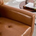 thumbnail image 6 of Upholstered Armchair Accent Chair, Pu Leather Mid Century Modern Chairs for Living Room, Comfy Retro Bedroom Side Chair with Solid Wood Legs, Light Brown, 6 of 7