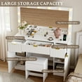 thumbnail image 4 of FANRAL 47" Large Makeup Vanity Desk with Mirror and Lights,Fluted Vanity with Chair & Power Outlet,Dressing Table for Women Bedroom,White Vanity, 4 of 8