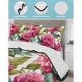 thumbnail image 4 of Pink Floral Twin XL Size Down Alternative Comforter,Lightweight Comforter Quilt Bedding Set with Pillow Shams Watercolor Flowers Leaves Plants Watercolor Bed Comforter Duvet Insert 68"x98", 4 of 7