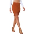 thumbnail image 4 of INSPIRE CHIC Women's Summer Beach Casual Solid Fringe Boho Midi Skirt, 4 of 5