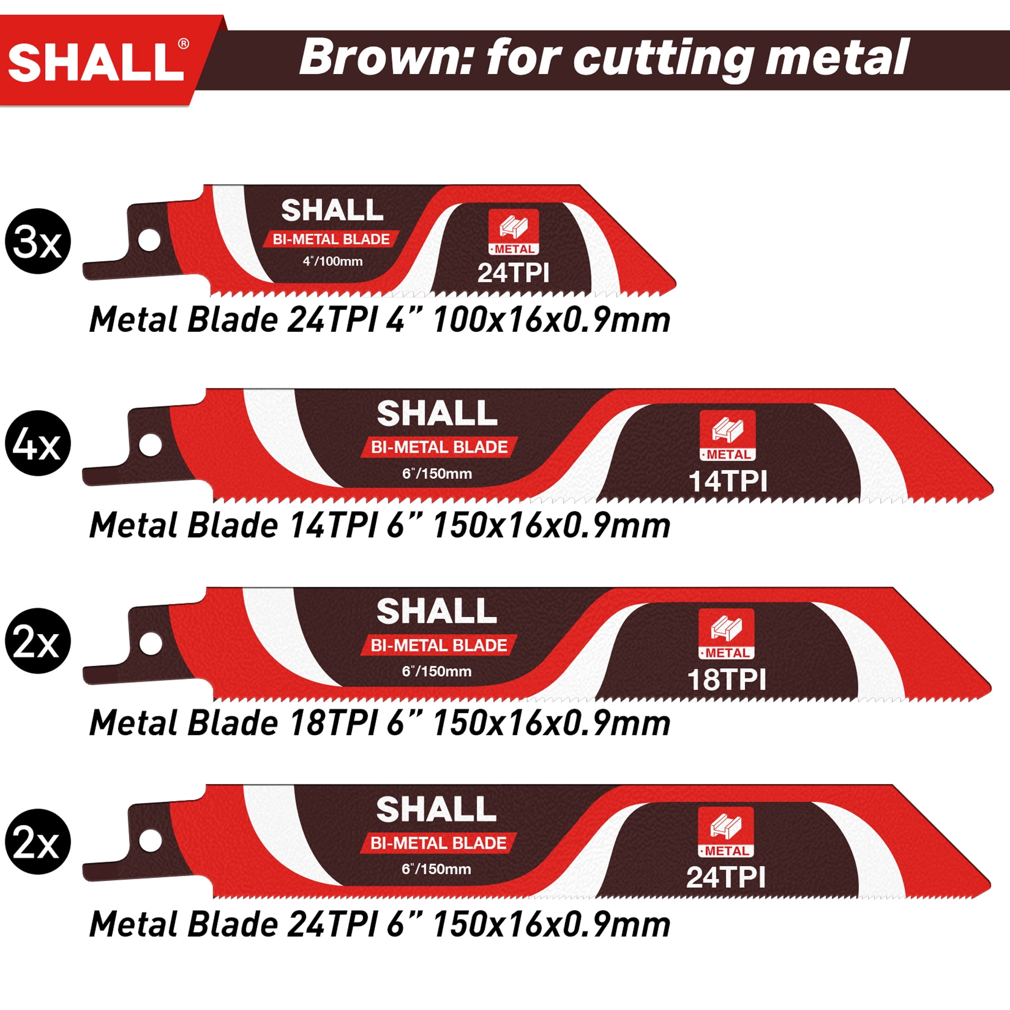 SHALL 34-Piece Reciprocating Saw Blades Set for Wood & Metal